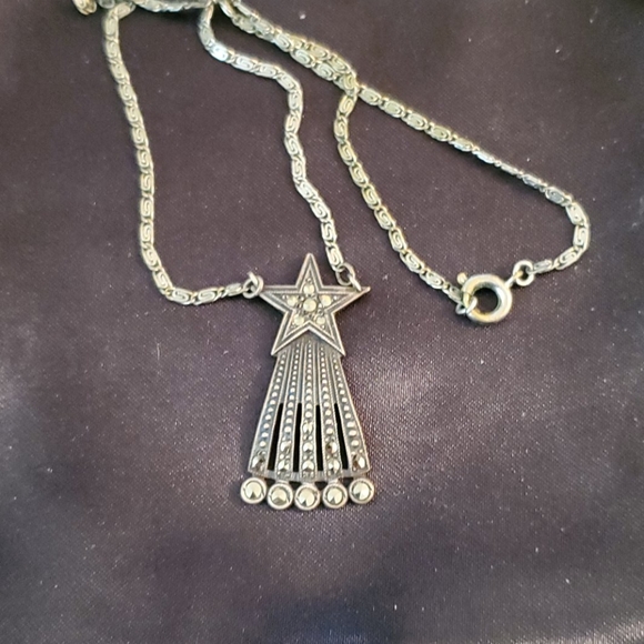 STERLING SILVER MARCASITE NECKLACE - Picture 5 of 5